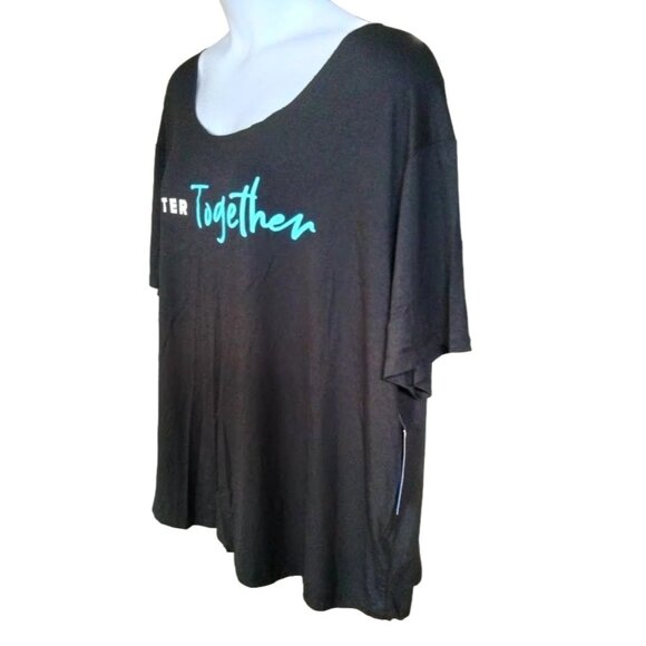 Beachbody Black Activewear Top Plus Size 2X "Better Together" Slogan Open Back - Picture 3 of 6